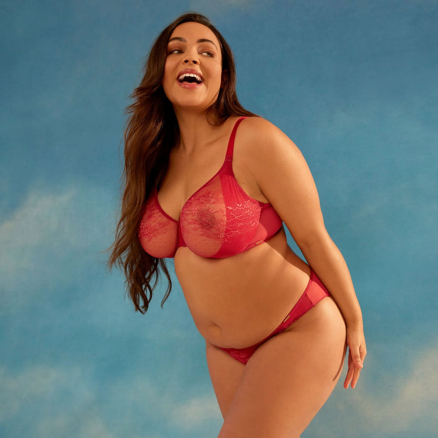 Gossard Glossies Lace Rasberry Blush Sheer Bikini Panty-4