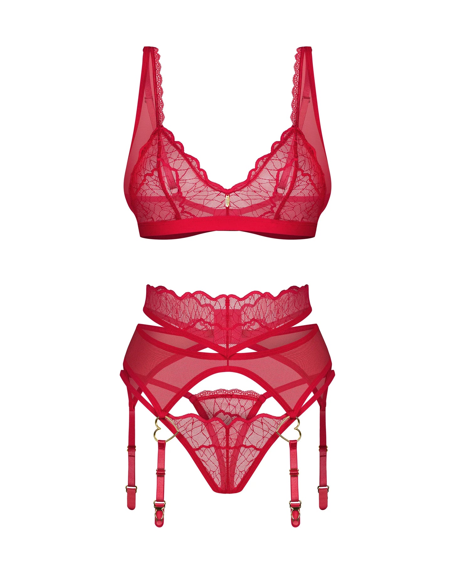 Sheer Bralette Thong Garter Belt Set Obsessive Cupide Desir-4