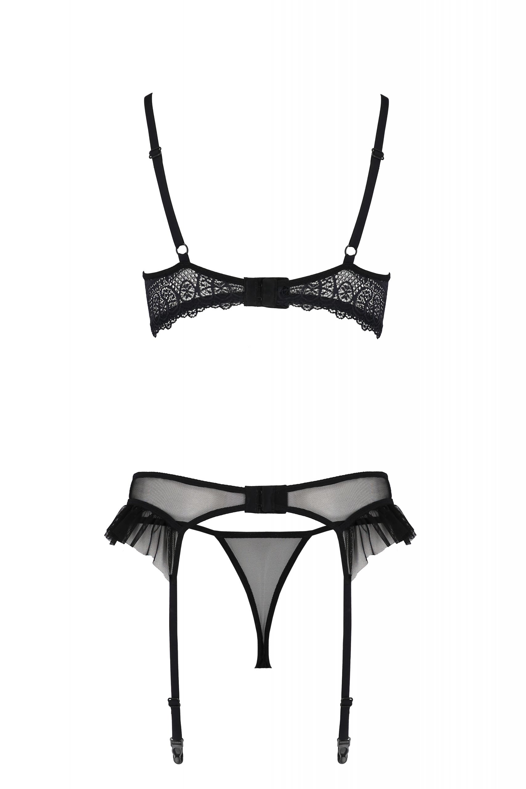 Sexy Open Cup Bra Garter Belt String Set Passion Kerria-3